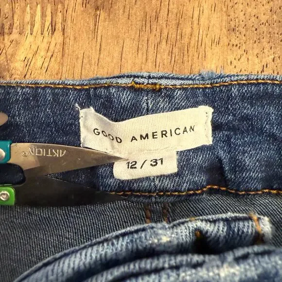 Good American Jeans Good Legs Crop Distressed Skinny Denim Women's Size 12/31 - Picture 6 of 10
